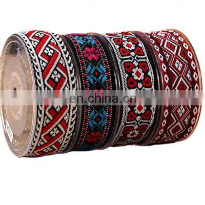 Sewing Embroidered Ribbon Jacquard Webbing Belt Custom Design Wholesale Custom 2.5cm and 3.2cm Woven 100% Polyester Sustainable