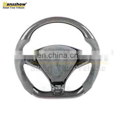 White/Black Nappa Model S X Plaid Round Steering Wheel For Tesla Modelx Steering Wheel Carbon Fiber Matte Gloss