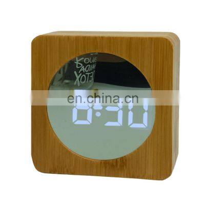 Акционный современный настольный электронный цифровой светодиодный деревянный будильник с тканевой поверхностью для гостиной современного дома photo-2