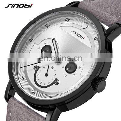 SINOBI OEM Your Own Brand Luxury Mens Wristwatch Luminous Pointers with Three Small Dial Watch Custom Logo Watches