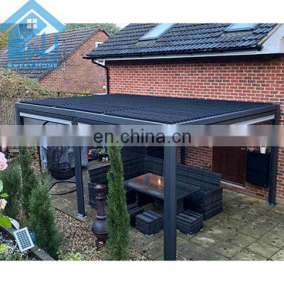 Customized Electric Louvred Roof Gazebo Strong Winds Metal Pergola Bioclimatic