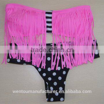 2016 New Women Push-up Padded Bra Tassel Swimsuit Bathing Suit Swimwear Bikini photo-5