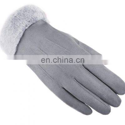 Winter Windproof Warm Fleece Lined Gloves Suede and Down Cloth Touchscreen Riding Motorcycle Gloves photo-2