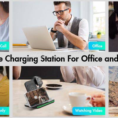 Charger Station for Apple Multiple Devices, 3 in 1 Fast Wireless Charger Stand Dock Foldable for IPhone 14 13 12 11 Pro X XS 8 Plus Apple Watch Series 8 7 6 SE 5 4 3 2 & AirPods 3/2/Pro With Adapter photo-3