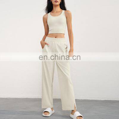 Yoga Bras Custom Workout Sportswear Suits Sweatpants Gym Fitness Sets For Women Outdoor Wear photo-2