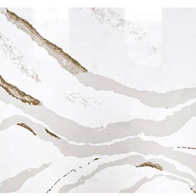 Code：F005，Calacatta Artificial Stone Quartz Slab Kitchen Countertops photo-2