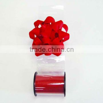 Red Matte Star Bow and Wrapping Ribbon Rolls for Christmas/Holiday Decoration