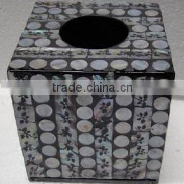 High quality best selling black white mother of pearl square tissue box from Vietnam