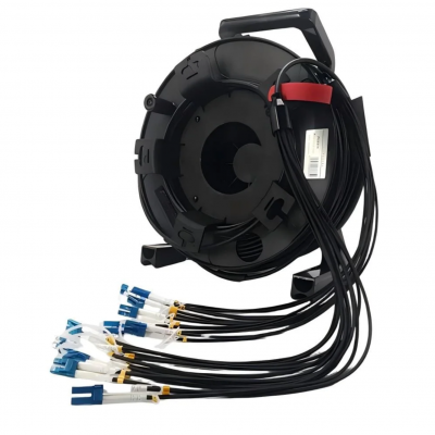 Armored Tactical OM3 Fiber Optical Cable Drum Reel-24LC connectors