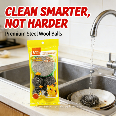 Stahlwollset für die Küchenreinigung, Scheuerkugeln
