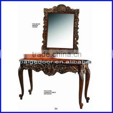 Antique Wood Carved Indian Console Table and Wall Mirror S-1650