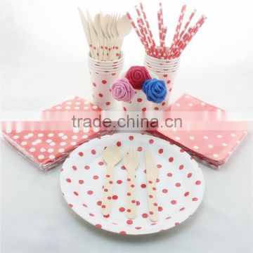 Party Paper Decoration Polka dot Disposable Tableware