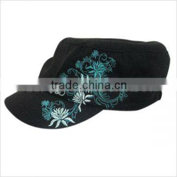 good quality cheap price 100% canvas ladies flat top hats navy hats