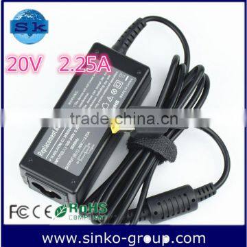 20v 2.25a Shenzhen Wholesale ac Laptop Adapter Charger for Lenovo Square Pin Yellow