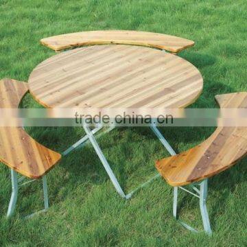 round wooden beer table set