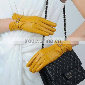 Top Grade Yellow Leather Gloves For Women