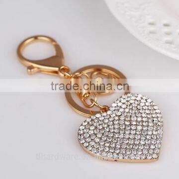 Creative rhinestone heart keychain charm women handbag CZ diamond keyring Crystal lover key holder bag accessory Valentine gift