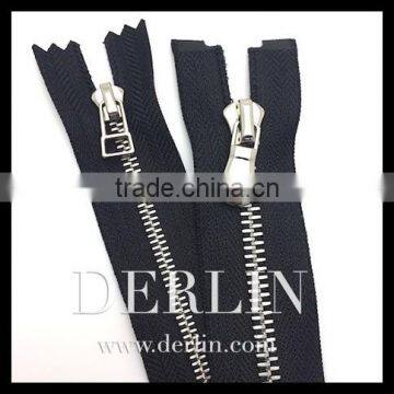 Euro European Shiny Silver High Quality Thin Teeth Zip Metal Zipper