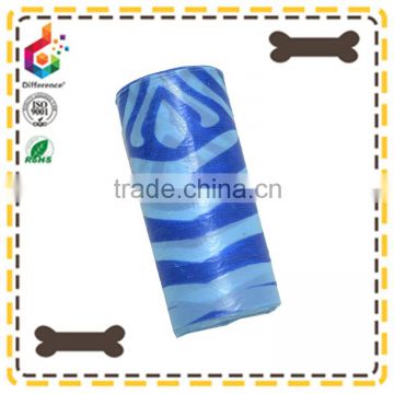 disposable plastic blue stripe printed dog waste bag