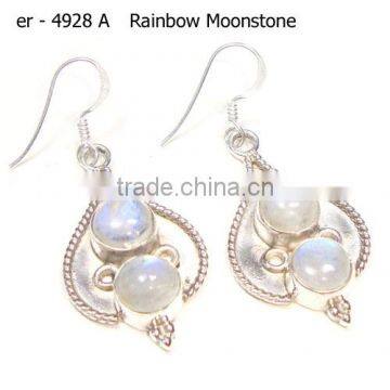 925 silver earrings rainbow moonstone handmade silver jewelry dangle earrings