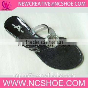 beach thong women flip flop PVC slipper with rhinestone