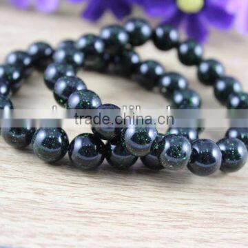 Wholesale high quality semi precious stone green glod stone beads bracelet jewelry