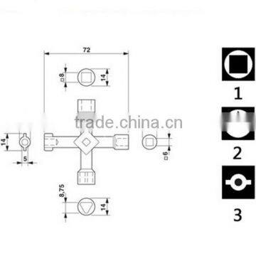 4 Way Cross Key Wrench Spanner for Electric Gas Cupboard Meter Box Radiator AR-102