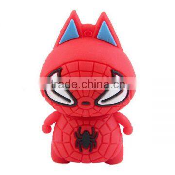 manufacture PVC Spider-Man shape usb disk ,usb flashlight with full capacity as 2G 4GB 8GB ...can be OEM project