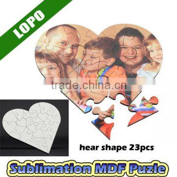 23pcs Sublimation printing MDF Heart Shaped Puzzle as unique gift