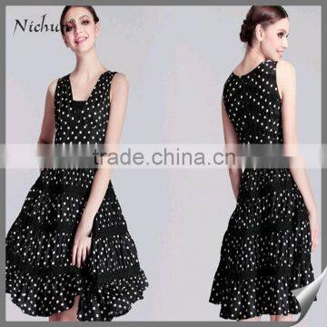 2015 Make in China Cake Layer Polka Dot Printed Women Dresses Fashion