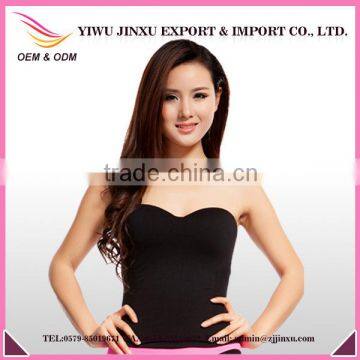 Wholesale Plain Ruched Ladies Sleeveless BlackGathered Big Boob Tube Top