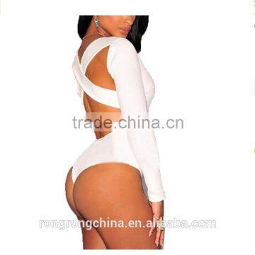 Women V-neck Stretch Bodysuit Sexy Jumpsuit Tops photo-3