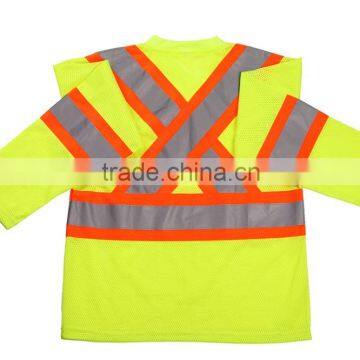 New High Visibility Warning Security Working Safety Vest Long Sleeves Safety shirt Yellow