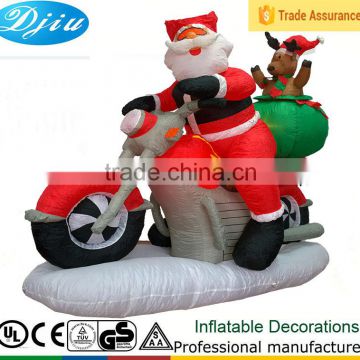 DJ-XT-47 christmas inflatable santa on motorbike air blown giant street decoration