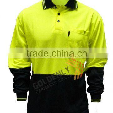 Mens Safety Polo t shirt bright green color design/left chest with pocket