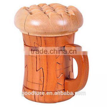 Beer Glass Beer Mug Wooden 3D Puzzle Brain Teaser Jigsaw Puzzle Game