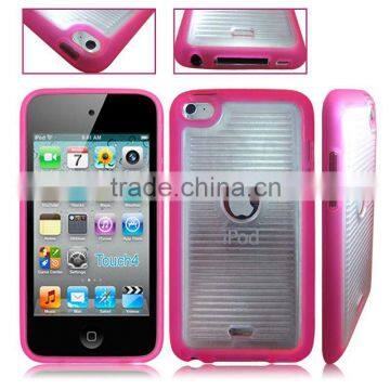 white pink double color TPU+PC soft case cover for APPLE's ipod touch