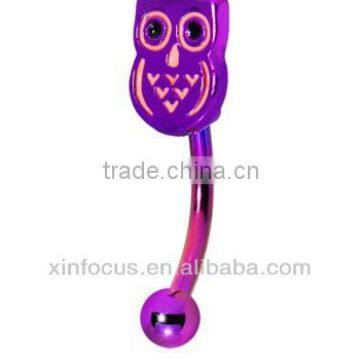 Purple Anodized Titanium Owl Eyebrow Ring body jewelry Eyebrown Piercing Ring Jewelry