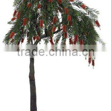 Artificial bottle brush tree with flowers