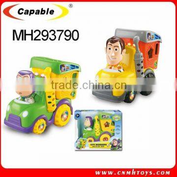 B/O Plastic cartoon sanitation truck with music and light