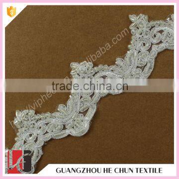 HC-2317-1 Hechun Simple Bead Wholesale Raschel Lace Bridal Trim