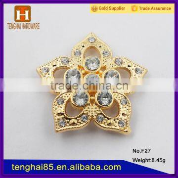 Guangzhou factory Metal Flower accessory with diamond for shoes/bags