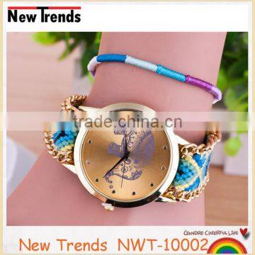 New Design Colorful Braid Rope Geneva Elephant Watch Weave Chain Bracelet Watch photo-2