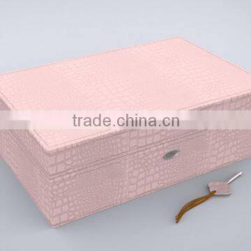 Luxury pink PU leather jewelry display box with custom Logo