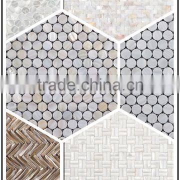 Mother of pearl shell mosaic natural stone sheet tile by factory and manufactorer