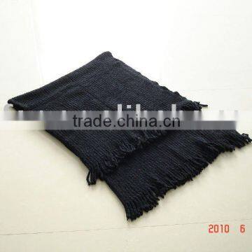 chenille knitted shawl with fringe