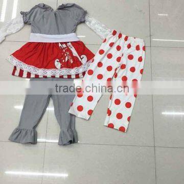 2015 High quality baby clothes for winter boutique cheap ruffle pants outfits christmas outfits for kids