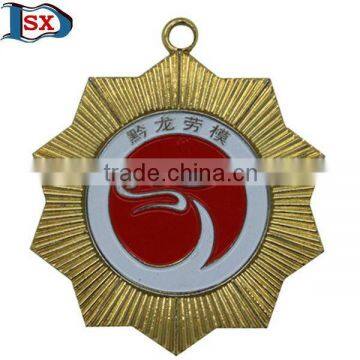 Gold-plated China star Medal with ribbon