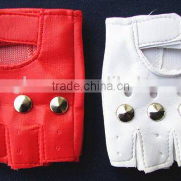 Women and Men Half Finger Leather Glove With Rivet