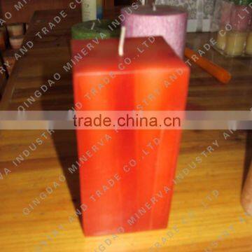 Red square pillar candle